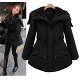 2015冬装新款韩国棉衣女中长款修身显瘦连帽加厚加绒羽绒棉服外套