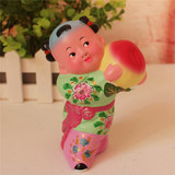 泥人张彩绘工艺品摆件 中国传统手工艺 祝寿老人生日礼物 献桃寿