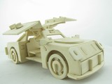 木质手工diy组装仿真小跑车模型玩具法拉利 益智木制拼装汽车模型