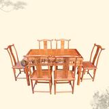 红木古典家具 非洲黄花梨木明式餐台 中式实木长方形餐桌组合