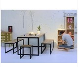 中式创意顾家宜家家具实木铁艺长方形餐桌简约现代小户型客厅茶几