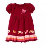 女童立体蝴蝶红色毛衣裙针织裙新款婴童款