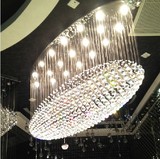 圆形水晶灯客厅吊灯餐厅椭圆形 LED水晶灯酒店大型工程大吊灯定做