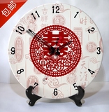 包邮喜庆婚庆静音客厅陶瓷时钟挂钟座钟两用12寸钟表创意装饰艺术