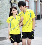 尤尼克斯夏新款黄色男女羽毛球服短袖运动套装情侣t恤排乒乓球衣