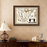世界地图复古英文欧式大尺寸墙画书房挂画有无框画壁画客厅装饰画