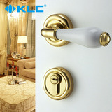 【德国KLC】欧式门锁室内卧室房门锁 金色分体锁具 陶瓷门把手
