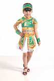 少数民族舞蹈服 女童 蒙古族服装 套装送头手饰 元旦儿童演出服