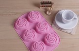 硅胶 模具 6连六连花模韩国玫瑰 手工皂冷制皂蛋糕布丁模 FDA质量
