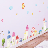 卡通童话世界房子儿童房婴幼儿园墙贴自贴装饰贴纸客厅走廊踢脚线