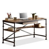 美式铁艺做旧 卧室写字台 办公室书桌 书柜 实木家具电脑桌长桌