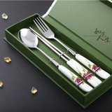 勺子套装3件套不锈钢陶瓷餐具筷子刀叉勺婚庆小礼品结婚回礼包邮