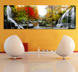 现代风景山水画高档客厅沙发背景墙装饰画无框画办公室三联壁挂画