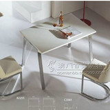 现代简约折叠可伸缩餐桌 长方形白色木质餐桌 环保餐台 组装 包邮