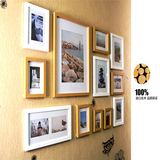 现代简约客厅实木照片墙 艺术挂墙相框墙创意组合相片墙贴12框
