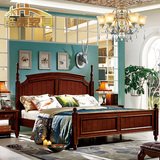 酷豪家具 美式乡村床全实木床欧式1.5米双人床1.8米橡木框架木床