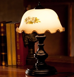 新中式简约深棕色正方实木台灯白色布纹灯罩书房书桌卧室床头柜灯