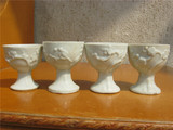 民国德化窑白瓷浮雕梅花高足杯一组 中国白瓷器古玩收藏 包老保真