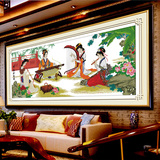 四大美女群英合乐十字绣客厅大幅古典人物琴棋书画精准印花十字绣