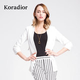 Koradior/珂莱蒂尔正品韩版修身收腰上衣女夏时尚纯色薄雪纺外套