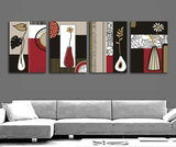 欧式抽象花瓶客厅无框画沙发背景墙装饰画四联画时尚现代简约挂画