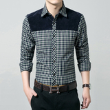 卡宾2016春季薄款男装长袖衬衫韩版修身格子寸衫休闲商务青年衬衣
