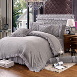 法兰绒夹棉四件套纯色床罩1.5/1.8x2米加大2x2.2米被套2.2x2.4米