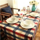 北欧地中海格子桌布现代宜家桌布台布茶几布条纹盖布可定做包邮