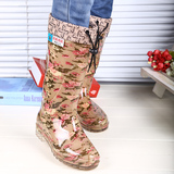 女士韩国时尚百搭高筒水鞋防滑防水靴透明长筒雨鞋女可拆加绒雨靴
