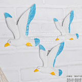 地中海风格原木海鸥模型挂件海鸟壁饰壁挂创意儿童房背景墙装饰品