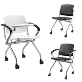 新款加厚塑胶培训椅折叠办公椅带写字板椅移动接待椅多功能听课椅
