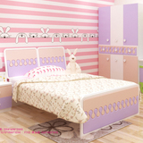 美煜 儿童床肤感色彩1.2/1.5米单人床粉色板式床女孩现代床f505