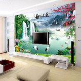 现代中式无纺布立体3d电视背景墙墙纸壁画大型山水画壁纸天道酬勤