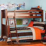 松木美式上下铺高低床字母儿童床可拆装双层床成人上下床实木包邮
