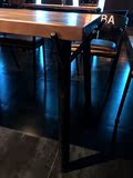 酒吧西餐厅长条桌咖啡厅桌椅组合6人美式实木餐桌圆铁艺复古原木