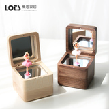 Sankyo机芯旋转跳舞芭蕾女孩木质音乐盒迷你八音盒正方形创意礼物