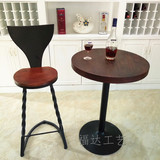 美式铁艺实木吧台靠背酒吧椅吧凳高脚椅居家创意奶茶餐饮桌椅组合