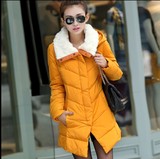 女装棉衣2015冬装新韩版修身加厚保暖羽绒棉服时尚中长款棉袄外套