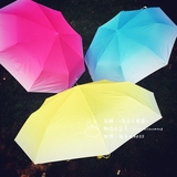 包邮韩国ulzzang创意渐变糖果色折叠雨伞 可爱清新百搭三折晴雨伞