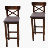 f整装简约实木高脚凳靠背酒吧凳子椅子原木创意时尚吧台凳
