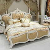 欧式床奢华实木雕花床 高端婚床1.8双人床真皮床法式公主床卧室床