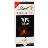 Lindt瑞士莲黑巧克力70% 100g排块装 瑞士进口lindor特醇黑巧克力