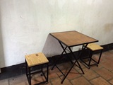 定制促销工业复古折叠式中餐厅庭院实木小方桌酒吧咖啡厅户外桌椅