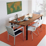 北欧风格复古实木餐桌椅宜家做旧铁艺长方形美式书桌会议电脑桌子