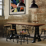 定制 欧式实木桌椅铁艺酒吧桌子工业复古组合西餐厅高档桌子餐桌