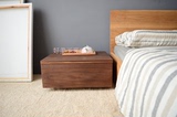 美式实木床头柜 卧室小斗柜 老榆木储物边几角几 胡桃色置物柜子
