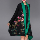 2015秋冬季新品女装中国民族风刺绣花大码款貂绒针织开衫披肩外套