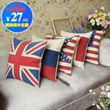 美式乡村棉麻英国美国国旗系列 沙发靠垫靠包办公室礼物家居抱枕