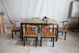 老榆木办公桌 宜家工作书桌 实木休闲咖啡台 小型会议桌椅组合