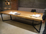美式工作台复古办公桌会议桌实木书桌电脑桌铁艺餐桌咖啡桌吧台桌